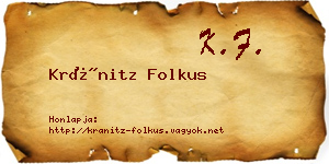 Kránitz Folkus névjegykártya